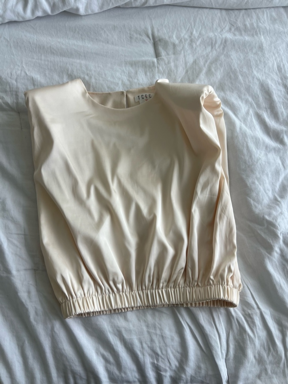 TCEC Cream Gathered-Hem Blouse